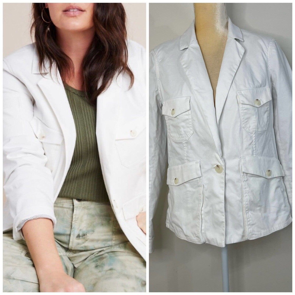 Anthropologie Neve Utility Jacket Size 8 White Lined